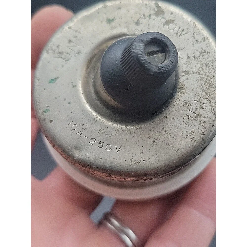 Antique/Vtg 1900's ARROW Porcelain Rotary Electric Switch, ON & OFF Und Lab Insp